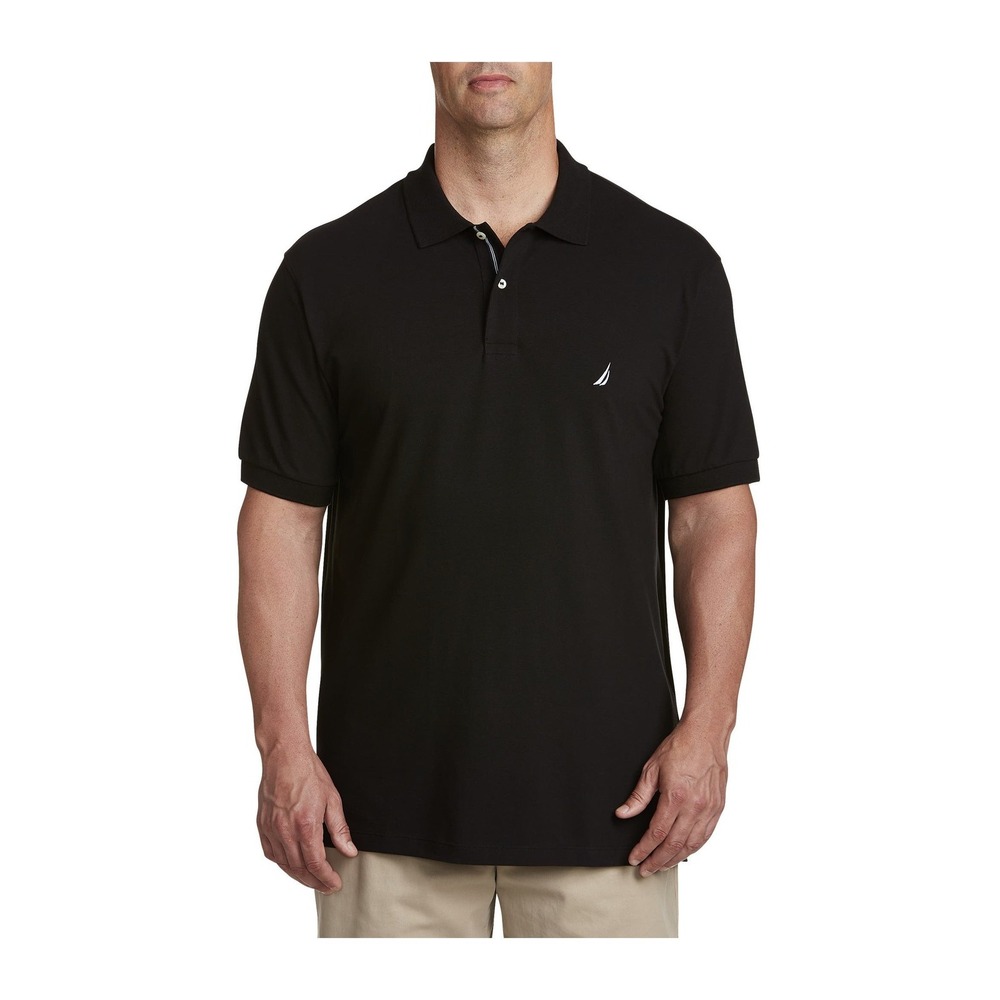 Nautica NAVTECH Men's Short Sleeve Black Polo Shirt Logo Accent Size 3XL